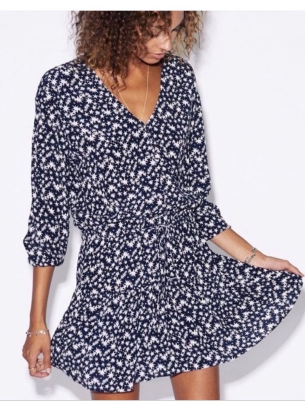 Rails Navy and White Star-Print Mini Dress